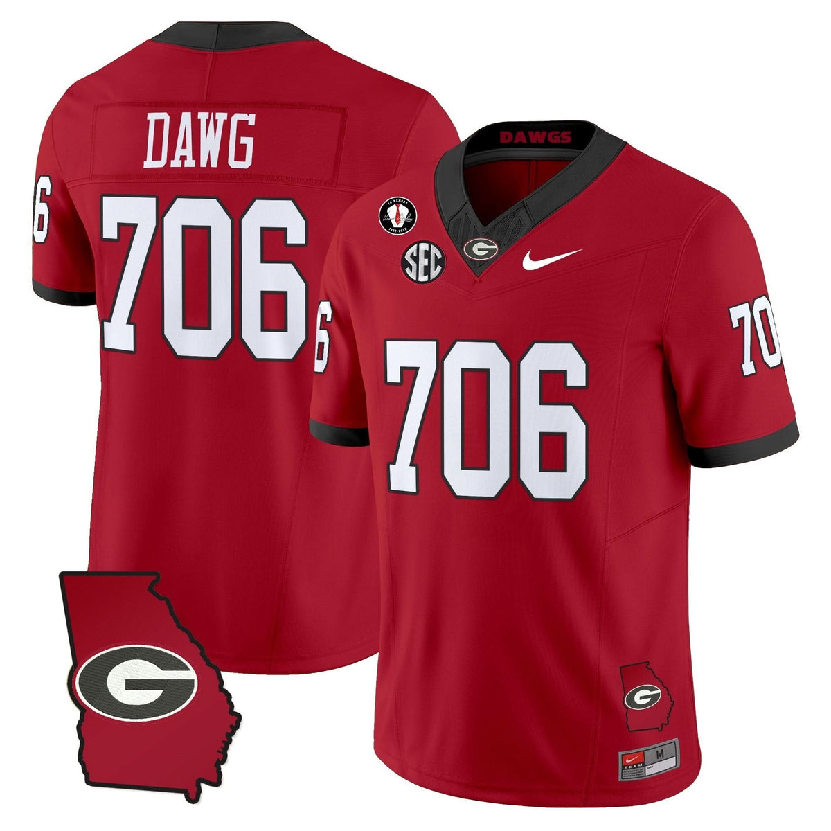 GB 2025 Georgia Map & Vince Dooley Patch Vapor Limited Jersey