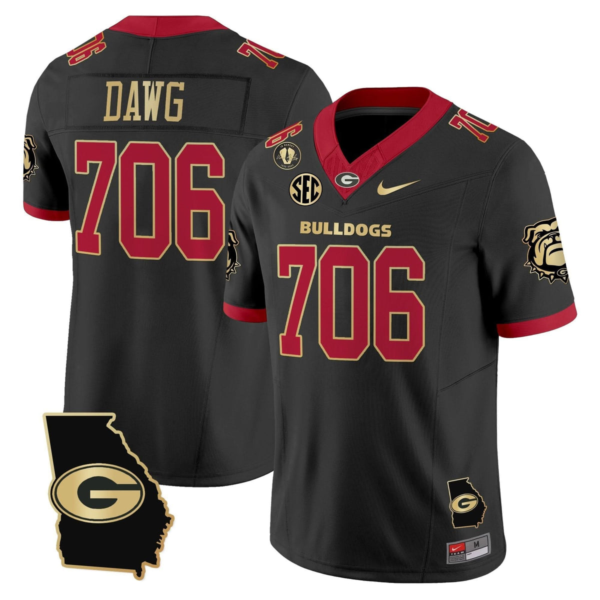 GB 2025 Georgia Map & Vince Dooley Patch Vapor Limited Jersey