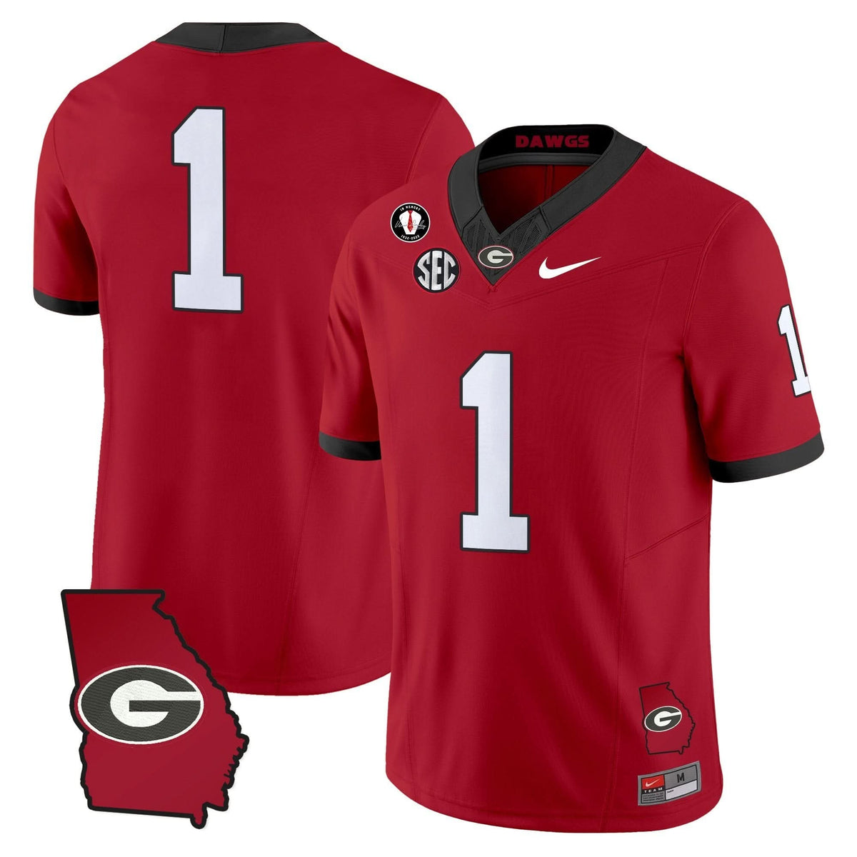 GB 2025 Georgia Map & Vince Dooley Patch Vapor Limited Jersey