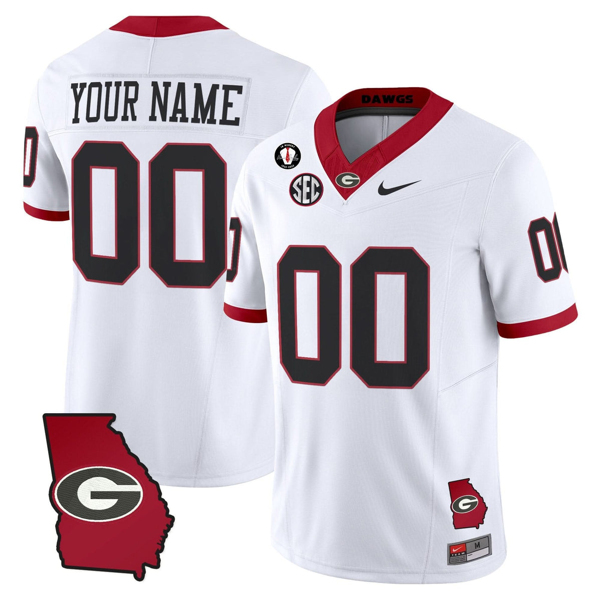 GB 2025 Georgia Map & Vince Dooley Patch Vapor Limited Custom Jersey