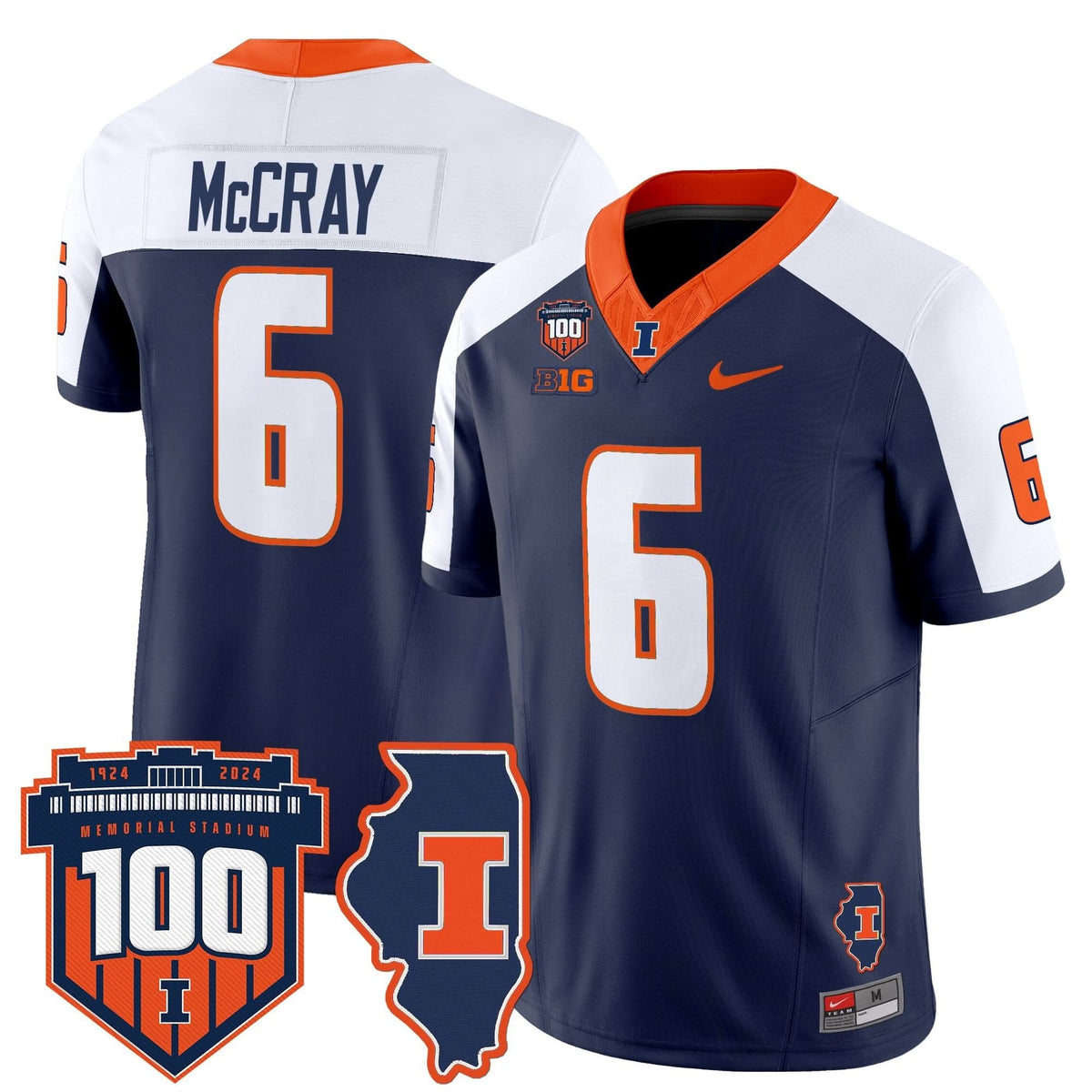 ILL 100th Memorial Stadium Patch Vapor Limited Jersey