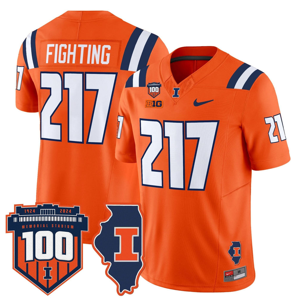 ILL 100th Memorial Stadium Patch Vapor Limited Jersey