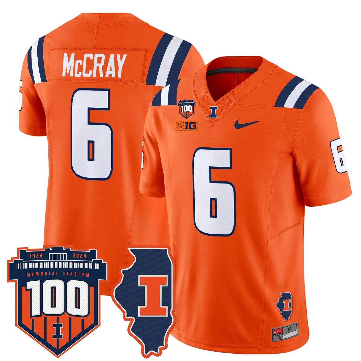 ILL 100th Memorial Stadium Patch Vapor Limited Jersey
