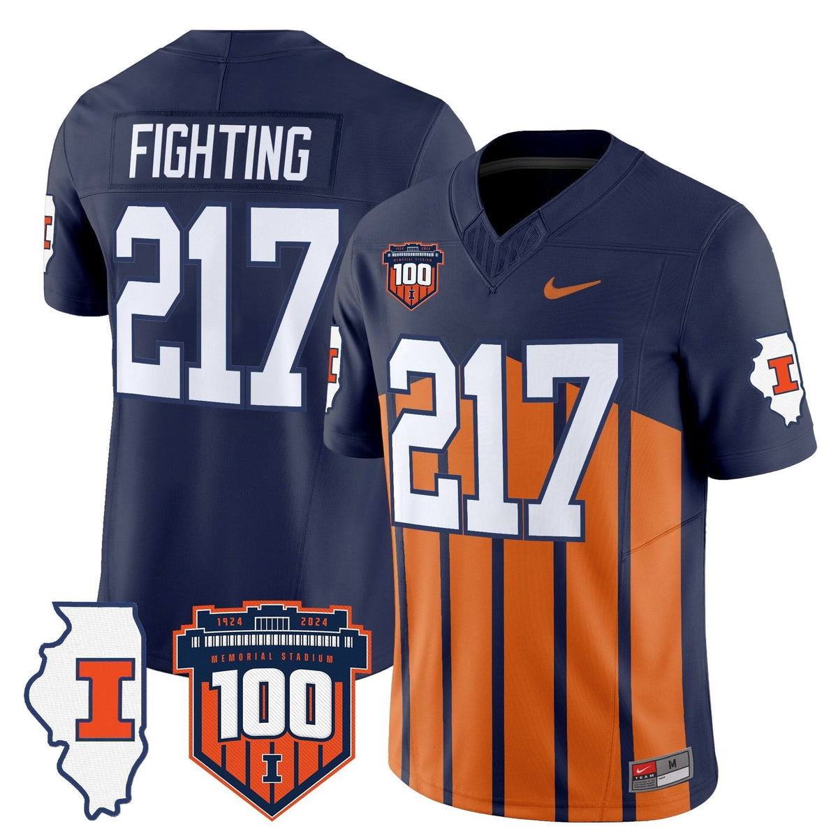 ILL 100th Memorial Stadium Patch Vapor Limited Jersey