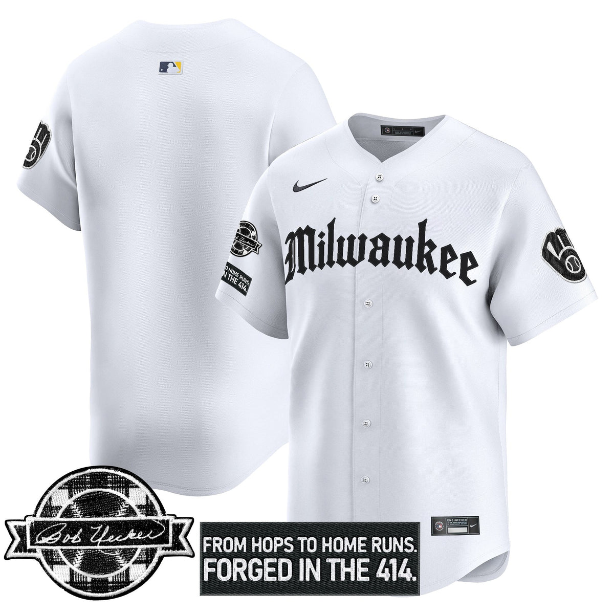 MB Bob Uecker Patch Vapor Premier Limited Jersey - Gothic Edition - Stitched