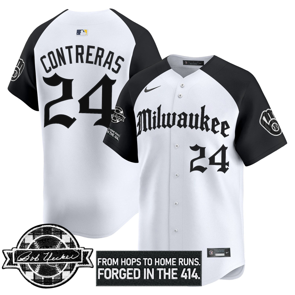 MB Bob Uecker Patch Vapor Premier Limited Jersey - Gothic Edition - Stitched