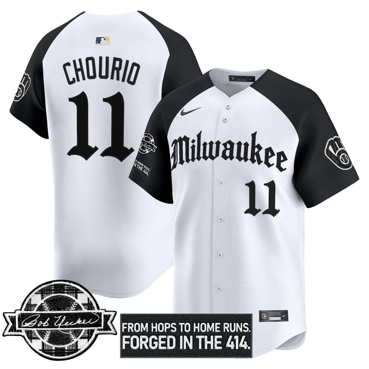 MB Bob Uecker Patch Vapor Premier Limited Jersey - Gothic Edition - Stitched