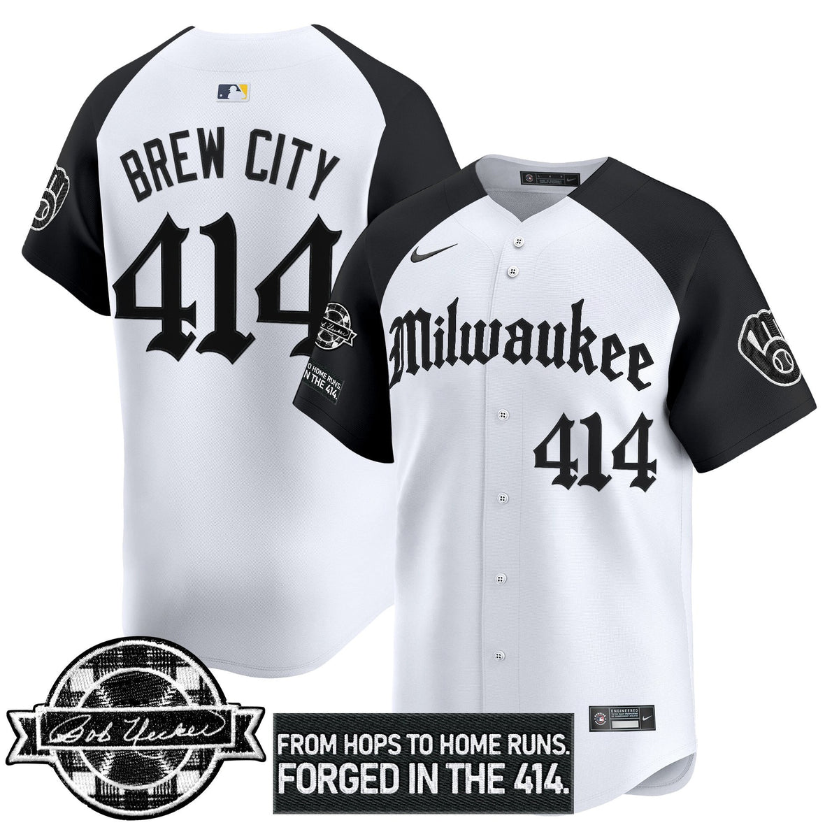 MB Bob Uecker Patch Vapor Premier Limited Jersey - Gothic Edition - Stitched