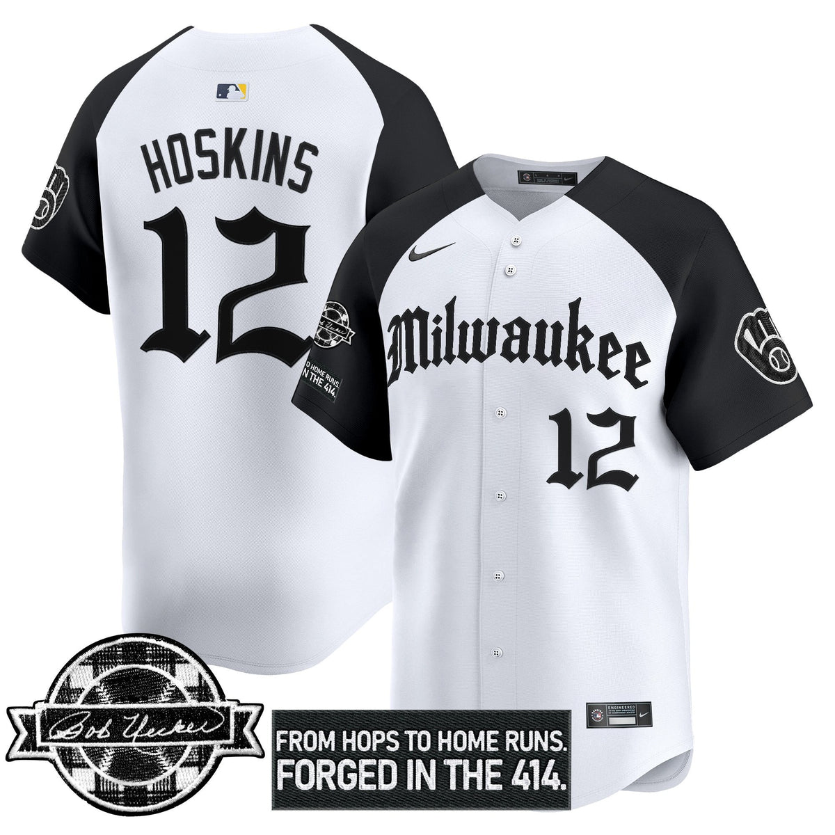 MB Bob Uecker Patch Vapor Premier Limited Jersey - Gothic Edition - Stitched
