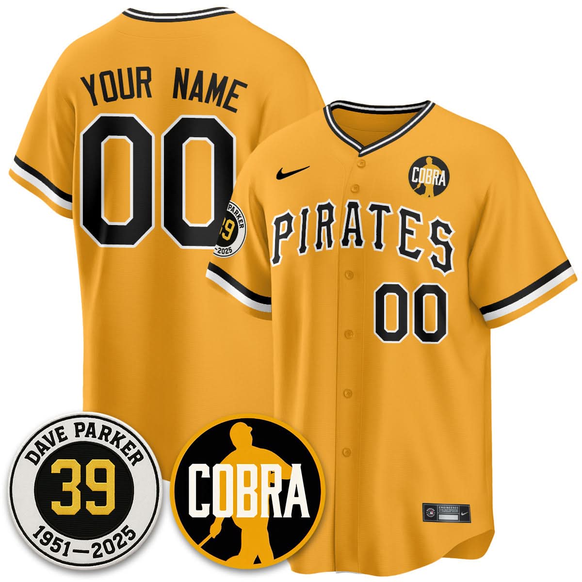 Custom PP Memories Dave Parker Jersey- COBRA Patch - Stitched