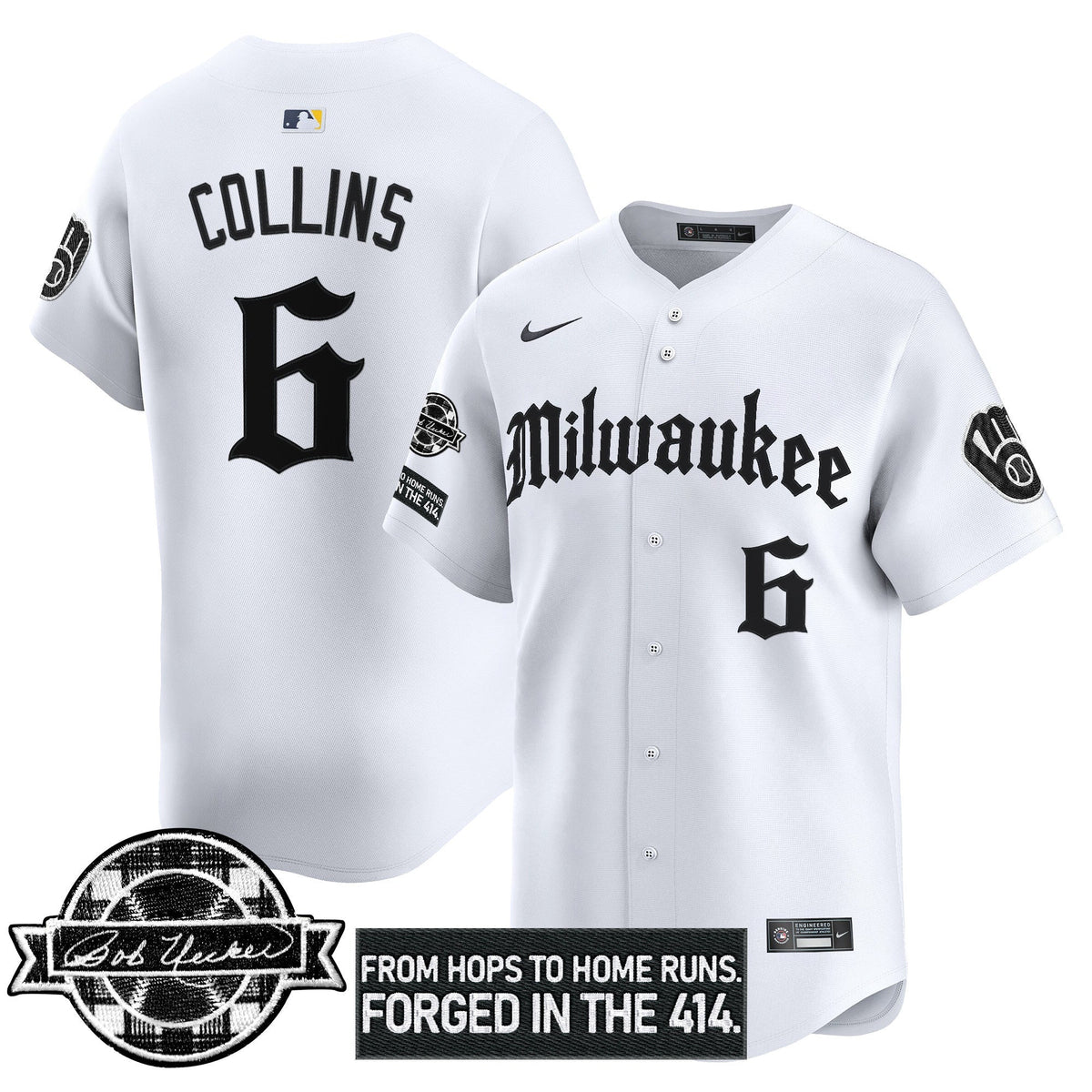 MB Bob Uecker Patch Vapor Premier Limited Jersey - Gothic Edition - Stitched