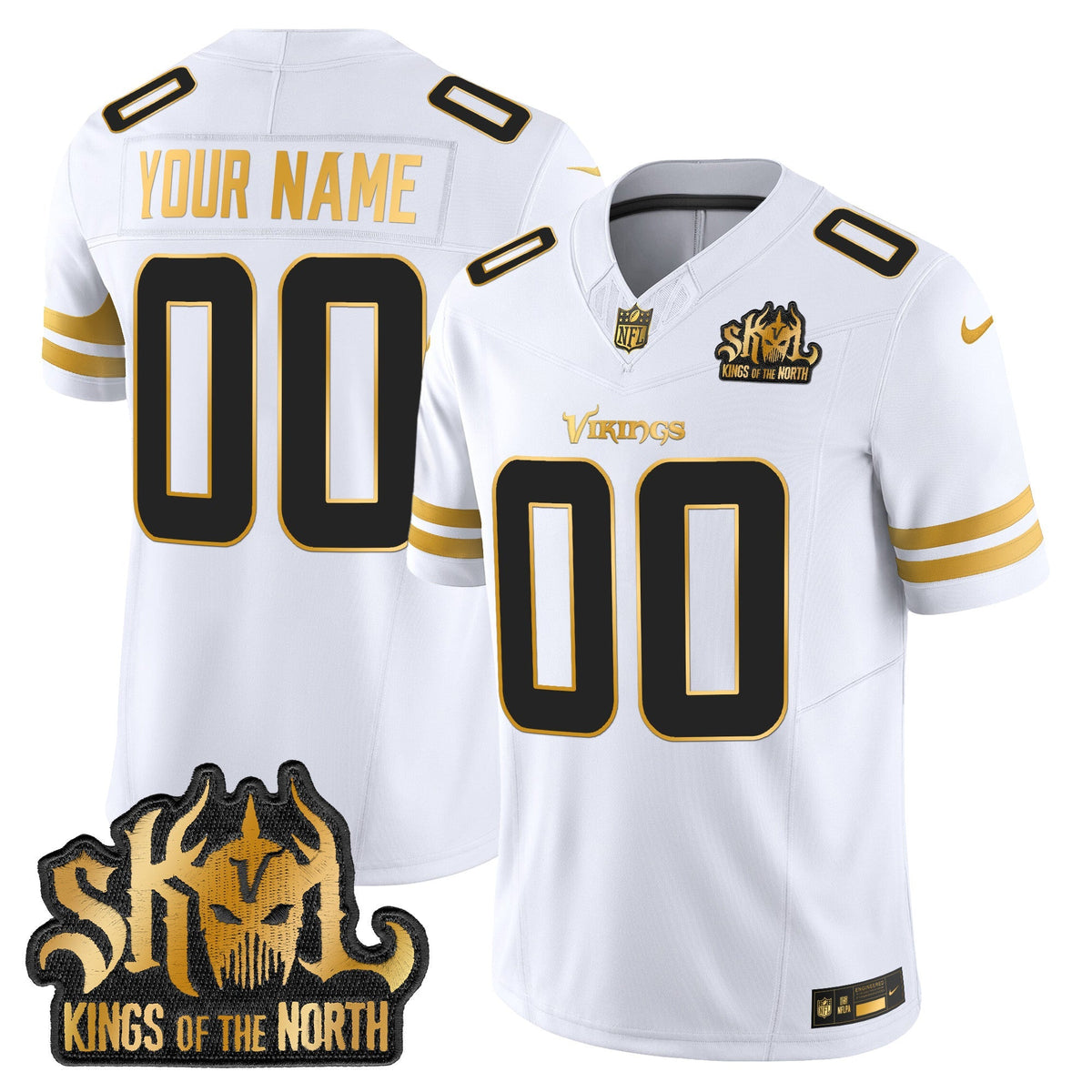 MIN 2025 Gold Vapor Limited Custom Jersey - Kings Of The North Patch