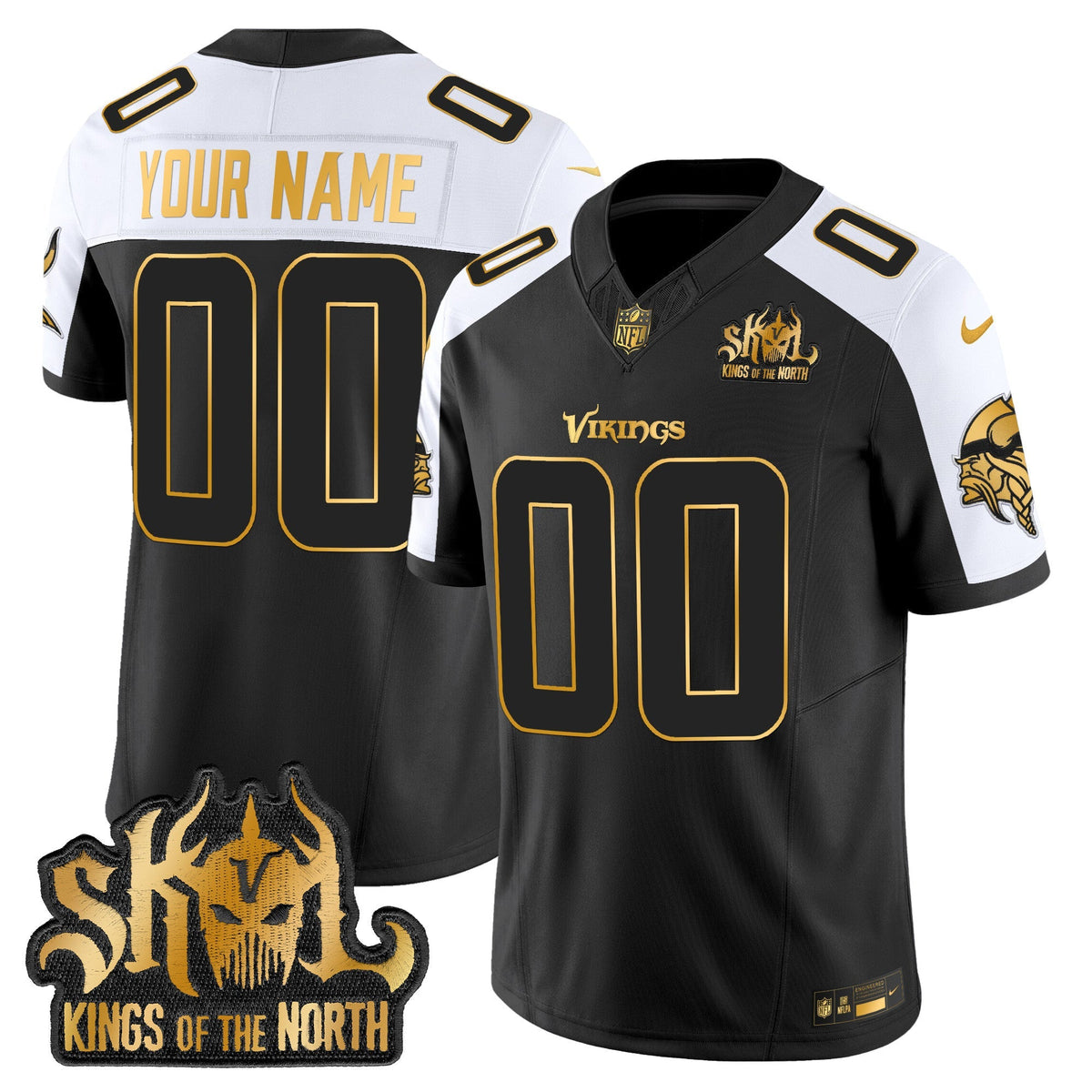 MIN 2025 Gold Vapor Limited Custom Jersey - Kings Of The North Patch