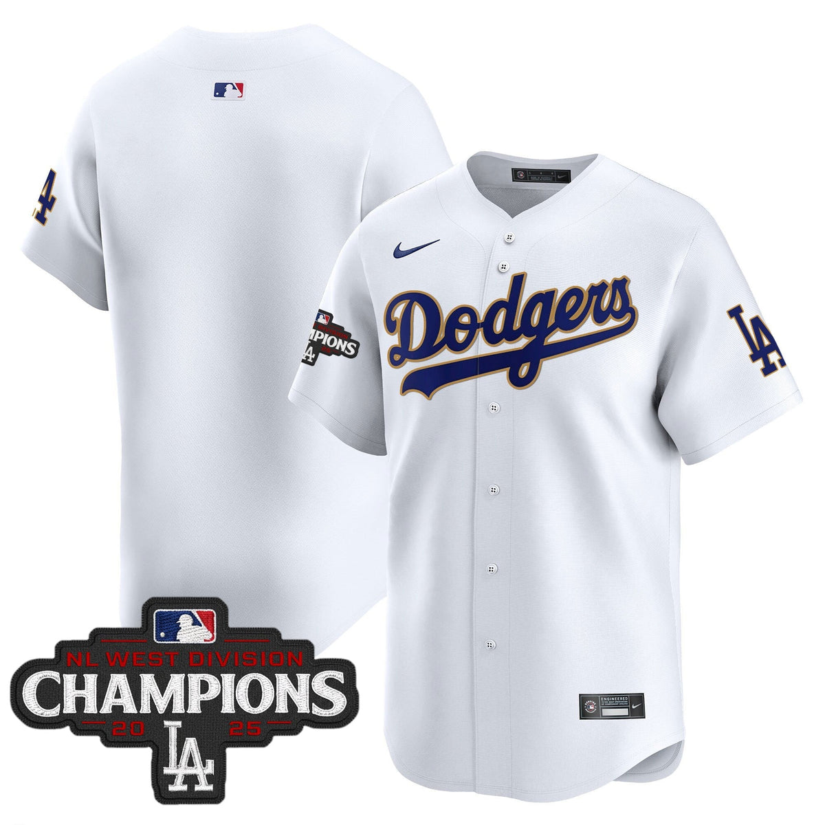 LAD 2025 NL West Division Champions Patch Gold Trim Vapor Premier Limited Jersey - Stitched