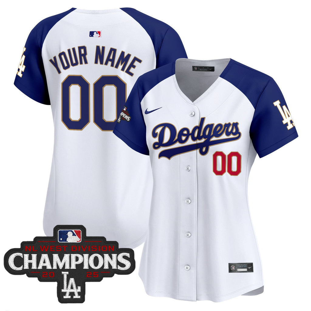 LAD 2025 NL West Division Champions Patch Gold Trim Vapor Premier Limited Custom Jersey - Stitched
