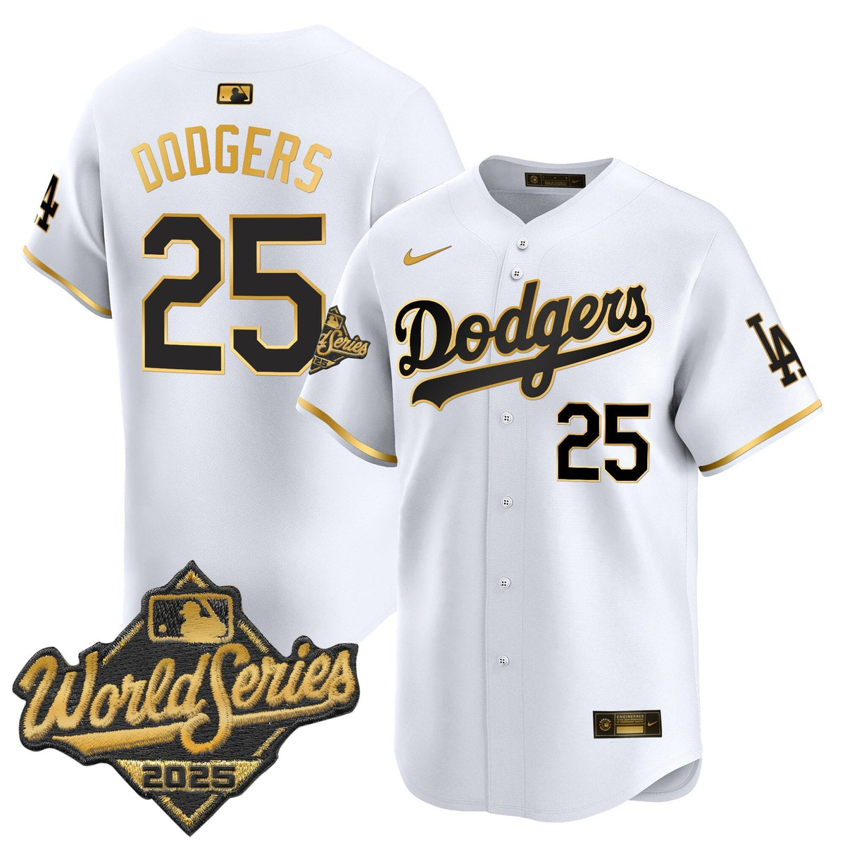 LAD 2025 World Series Gold Trim Vapor Premier Limited Jersey - Stitched