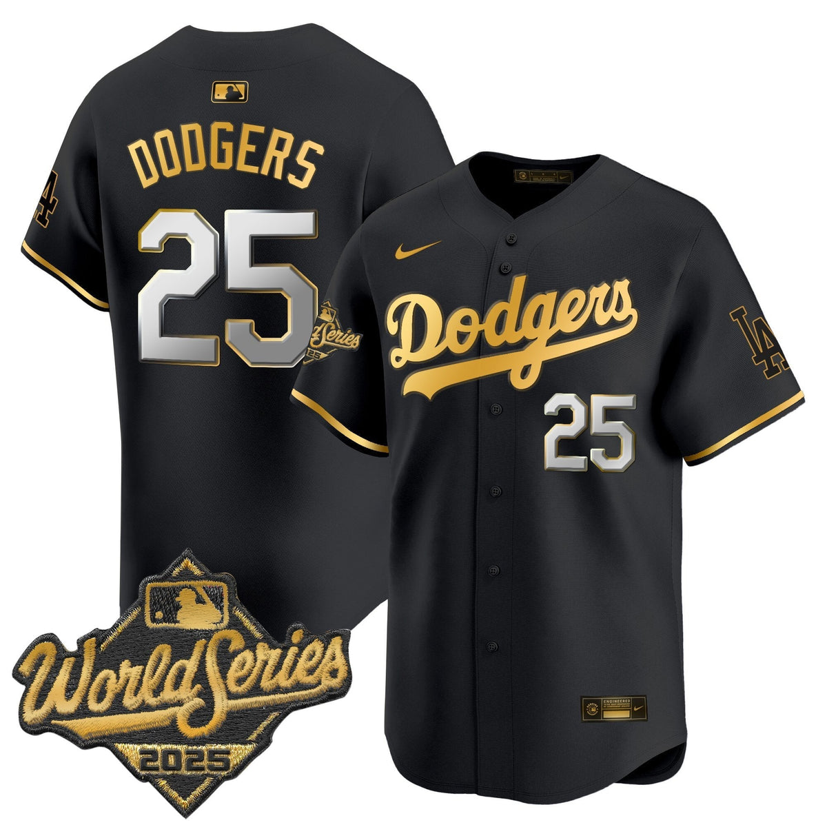 LAD 2025 World Series Gold Trim Vapor Premier Limited Jersey - Stitched