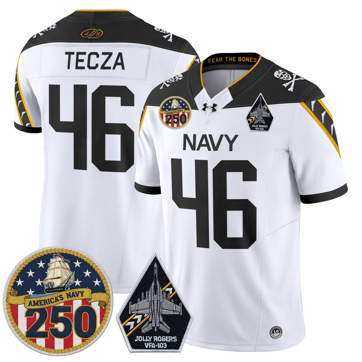 Navy Midshipmen 'Jolly Rogers Edition' Vapor Limited Jersey - 250th Anniversary Patch - Stitched