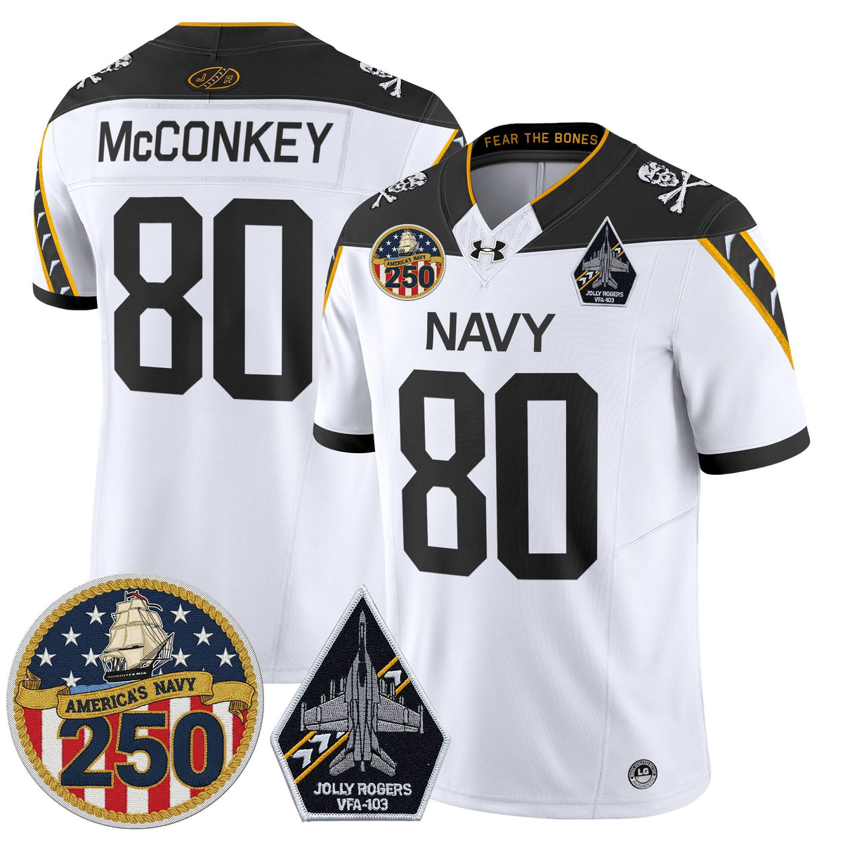 Navy Midshipmen 'Jolly Rogers Edition' Vapor Limited Jersey - 250th Anniversary Patch - Stitched