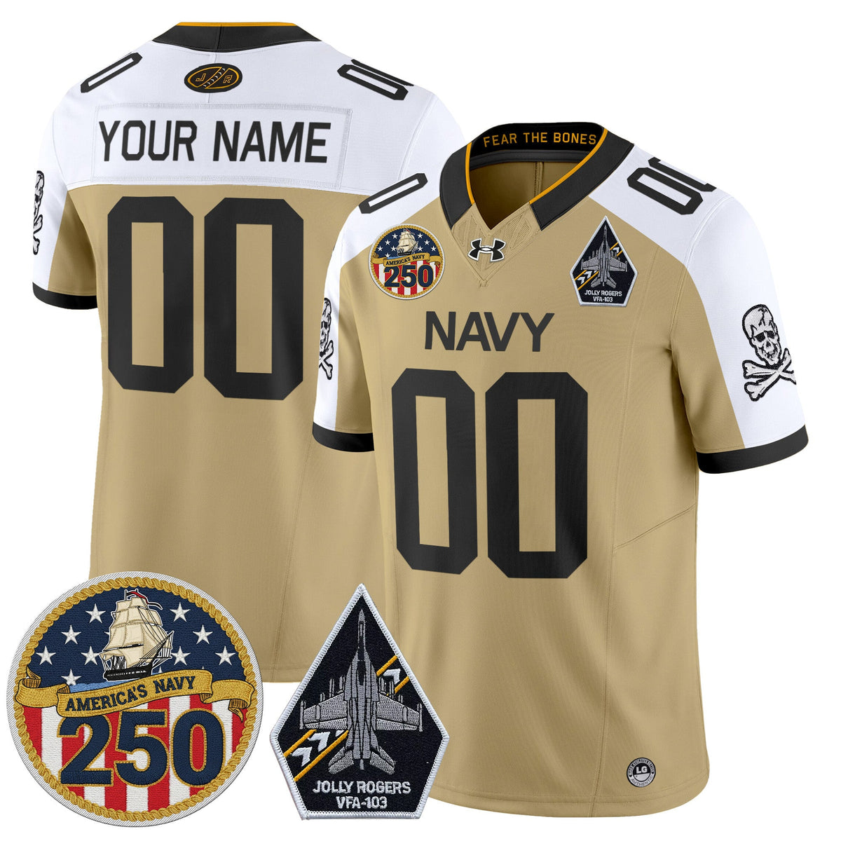 Navy Midshipmen 'Jolly Rogers Edition' Vapor Limited Custom Jersey - 250th Anniversary Patch - Stitched