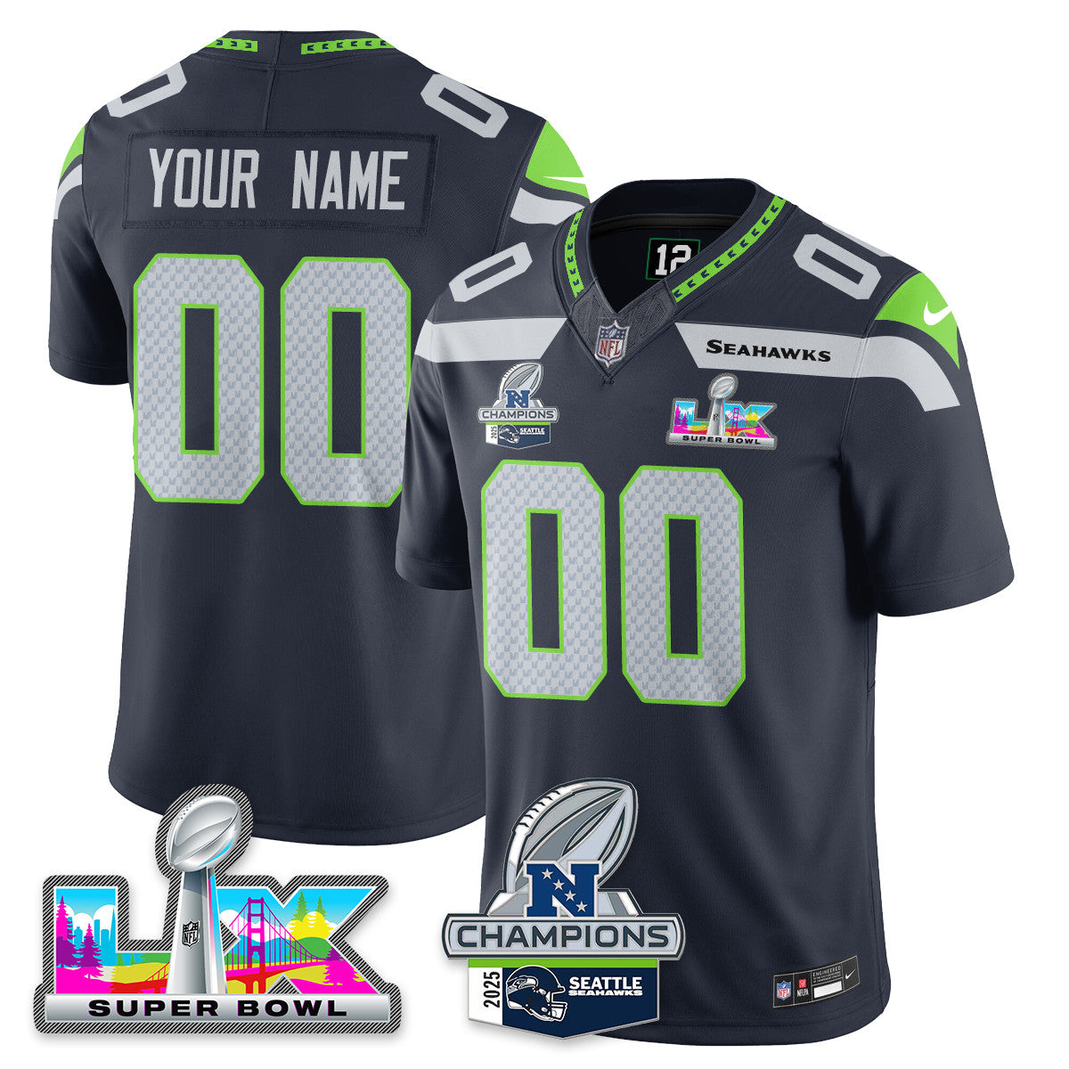 Custom SEA 2025 NFC Champions Vapor Limited Jersey V2