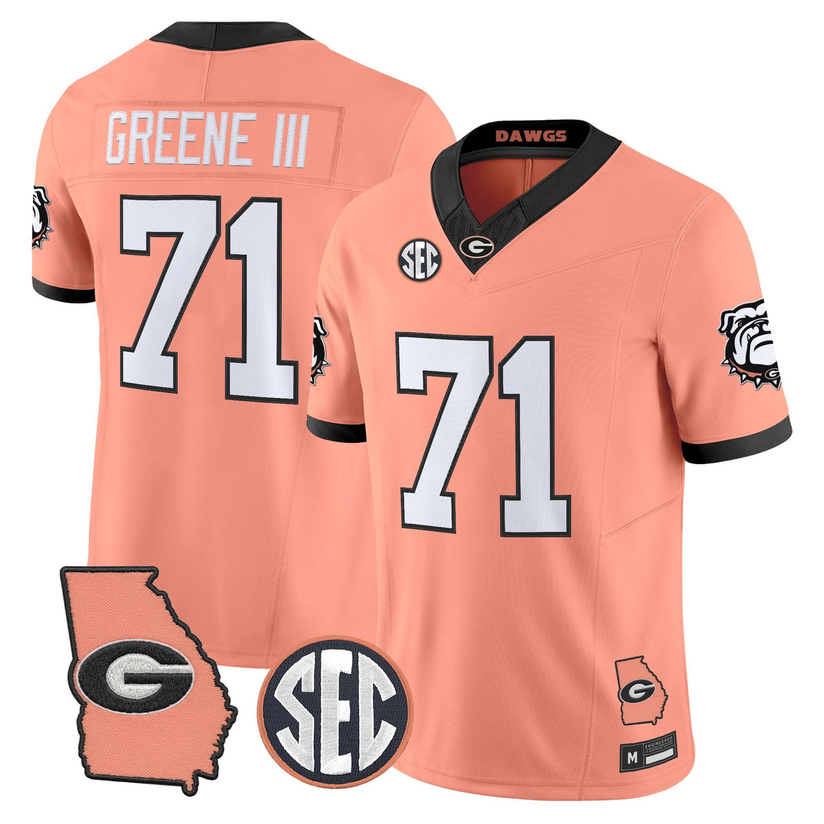 UGA The Big Peach Vapor Limited Jersey - Stitched