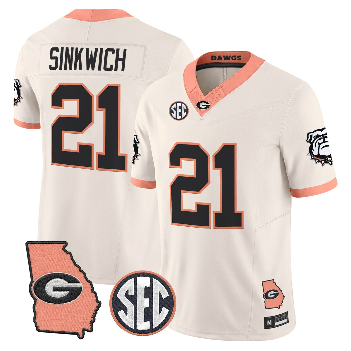 UGA The Big Peach Vapor Limited Jersey - Stitched
