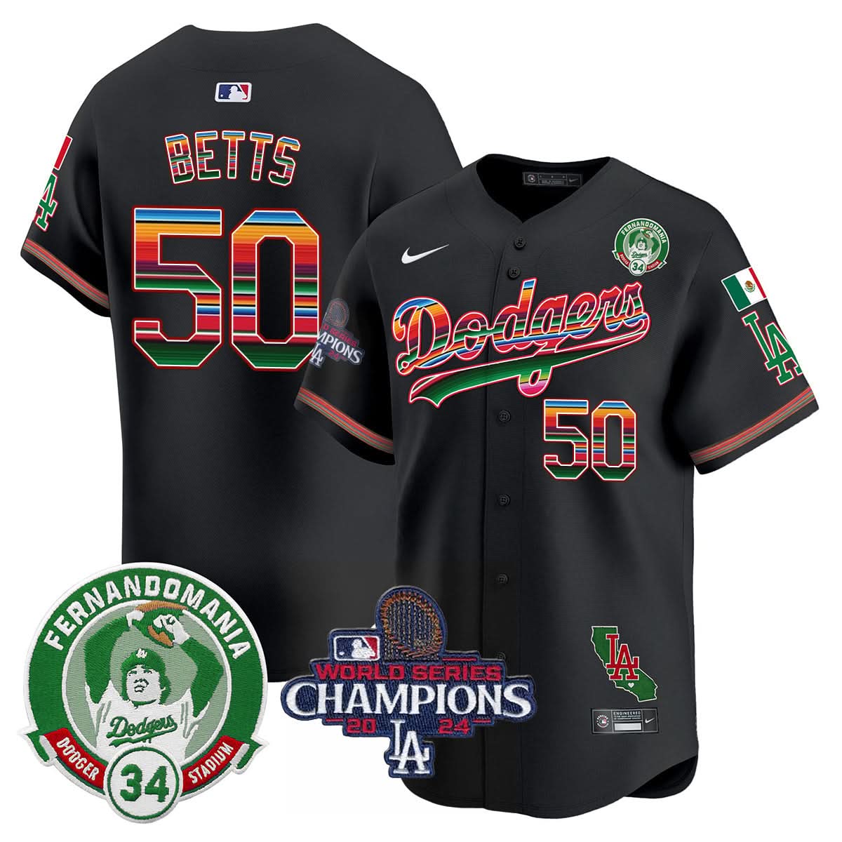 LAD Mexico 2024 World Series Champions Patch Jersey - Stitched