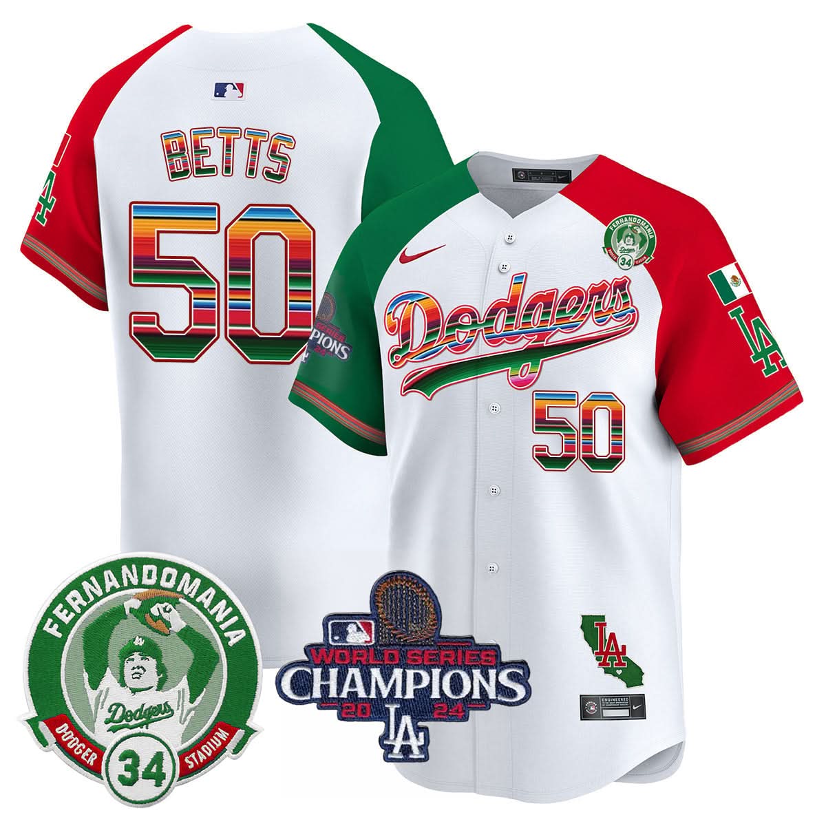 LAD Mexico 2024 World Series Champions Patch Jersey - Stitched