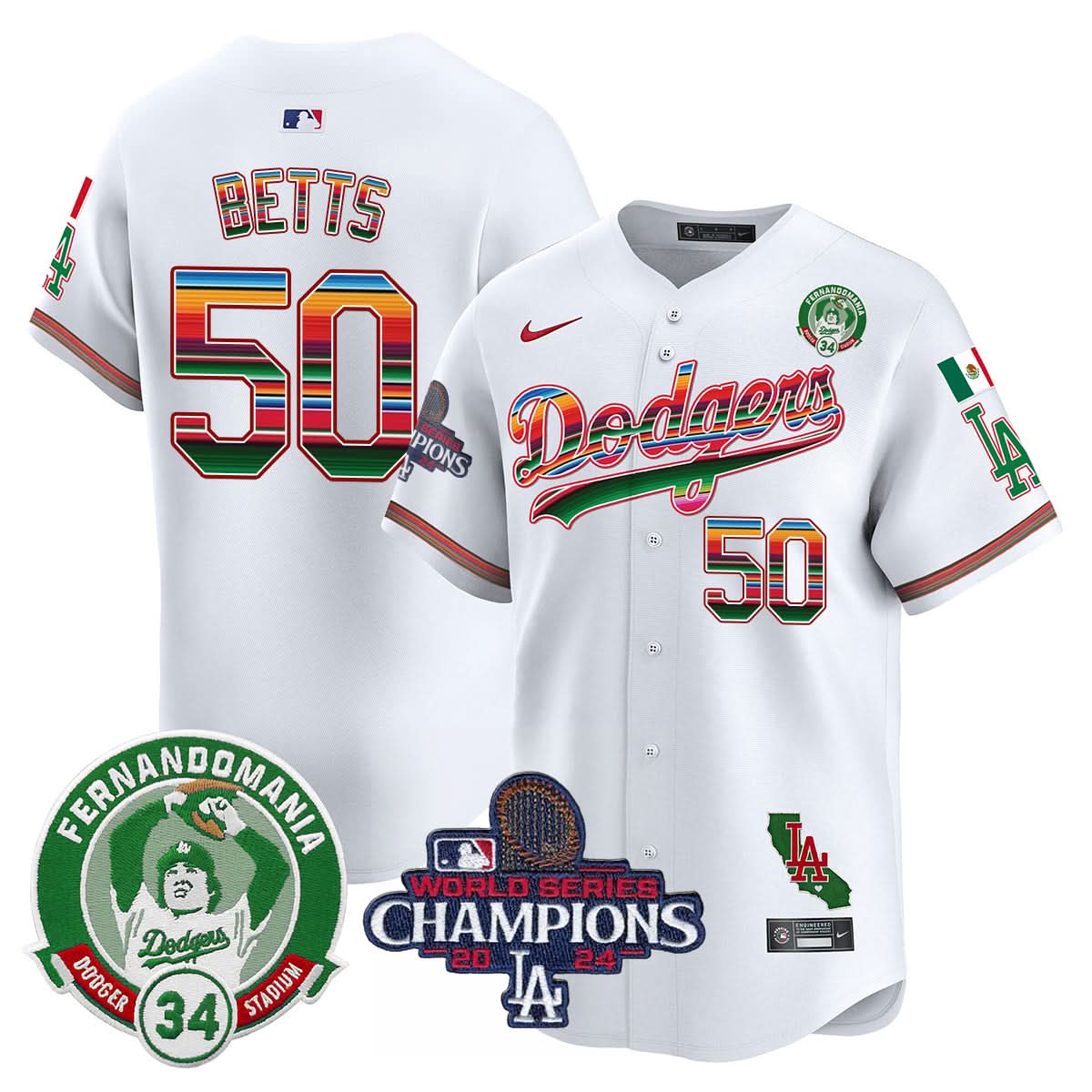 LAD Mexico 2024 World Series Champions Patch Jersey - Stitched