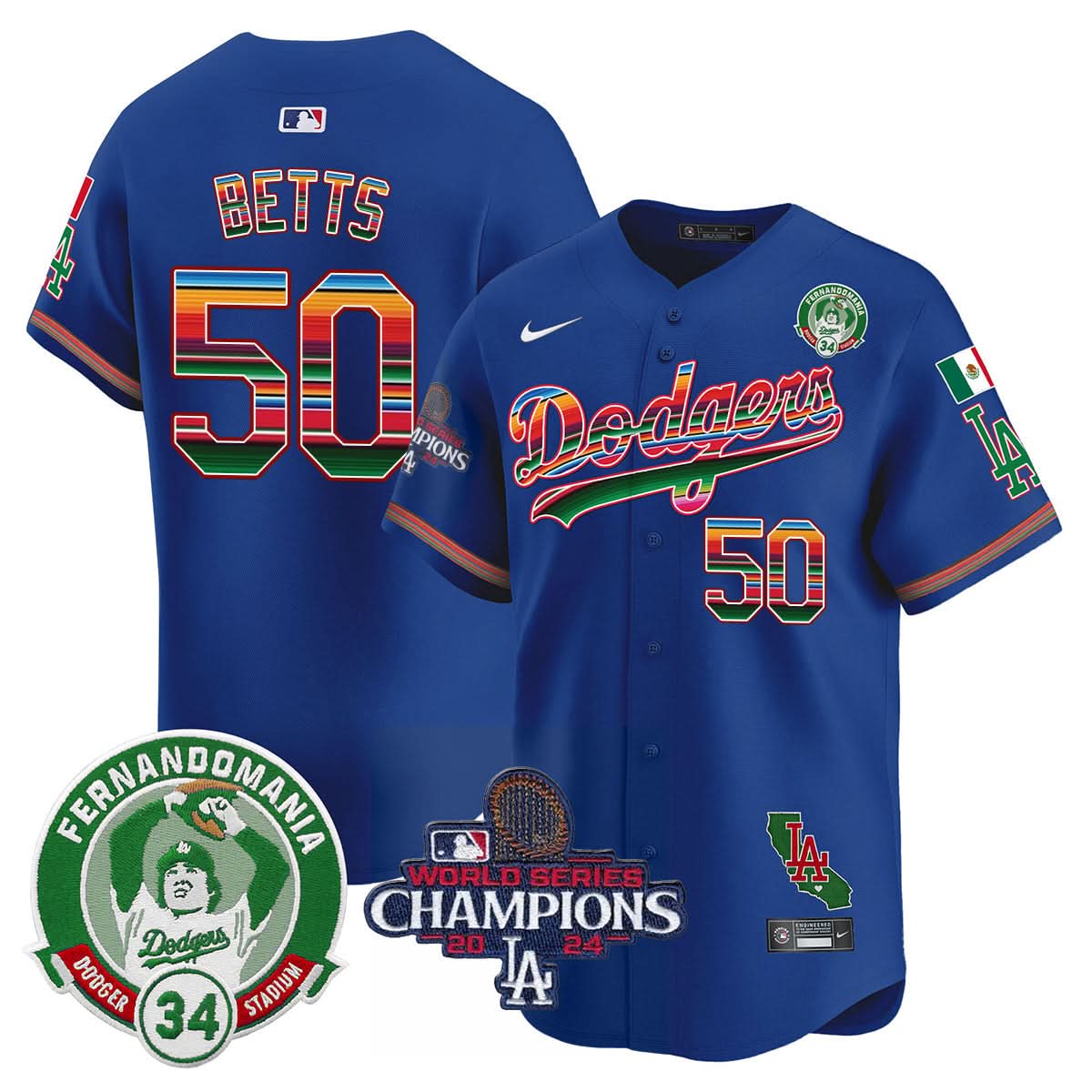 LAD Mexico 2024 World Series Champions Patch Jersey - Stitched