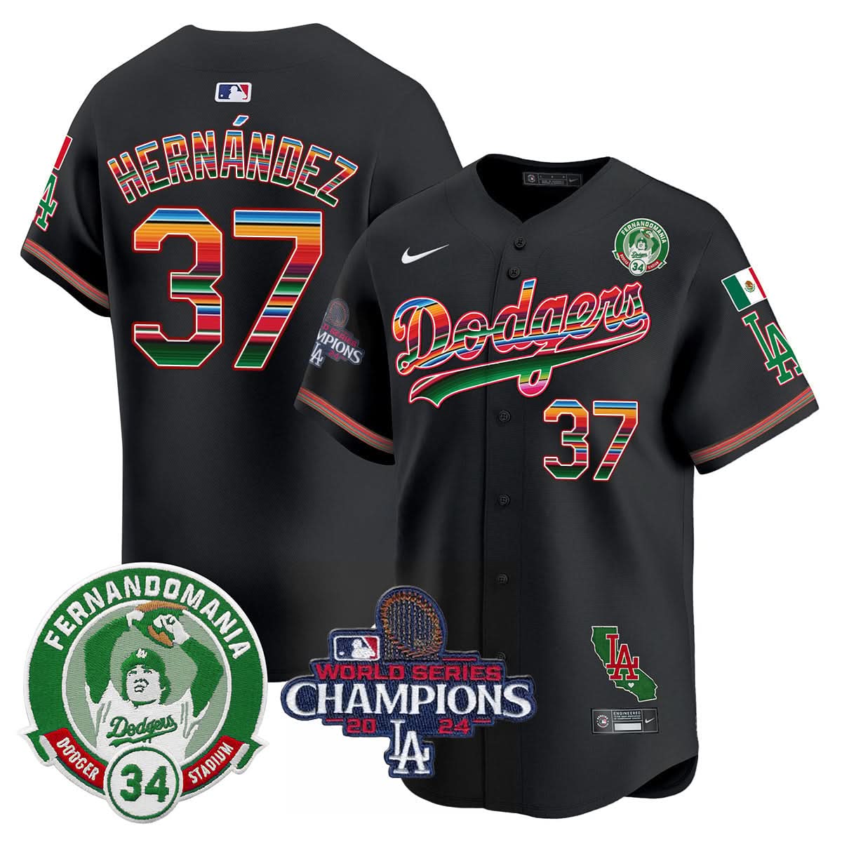 LAD Mexico 2024 World Series Champions Patch Jersey - Stitched
