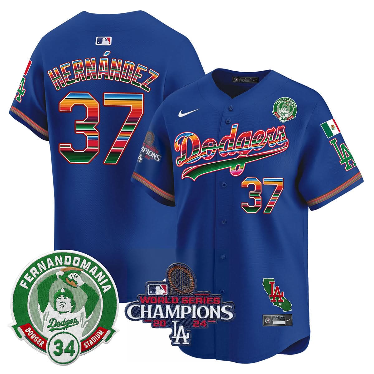 LAD Mexico 2024 World Series Champions Patch Jersey - Stitched