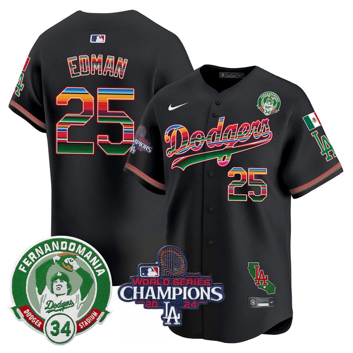 LAD Mexico 2024 World Series Champions Patch Jersey - Stitched
