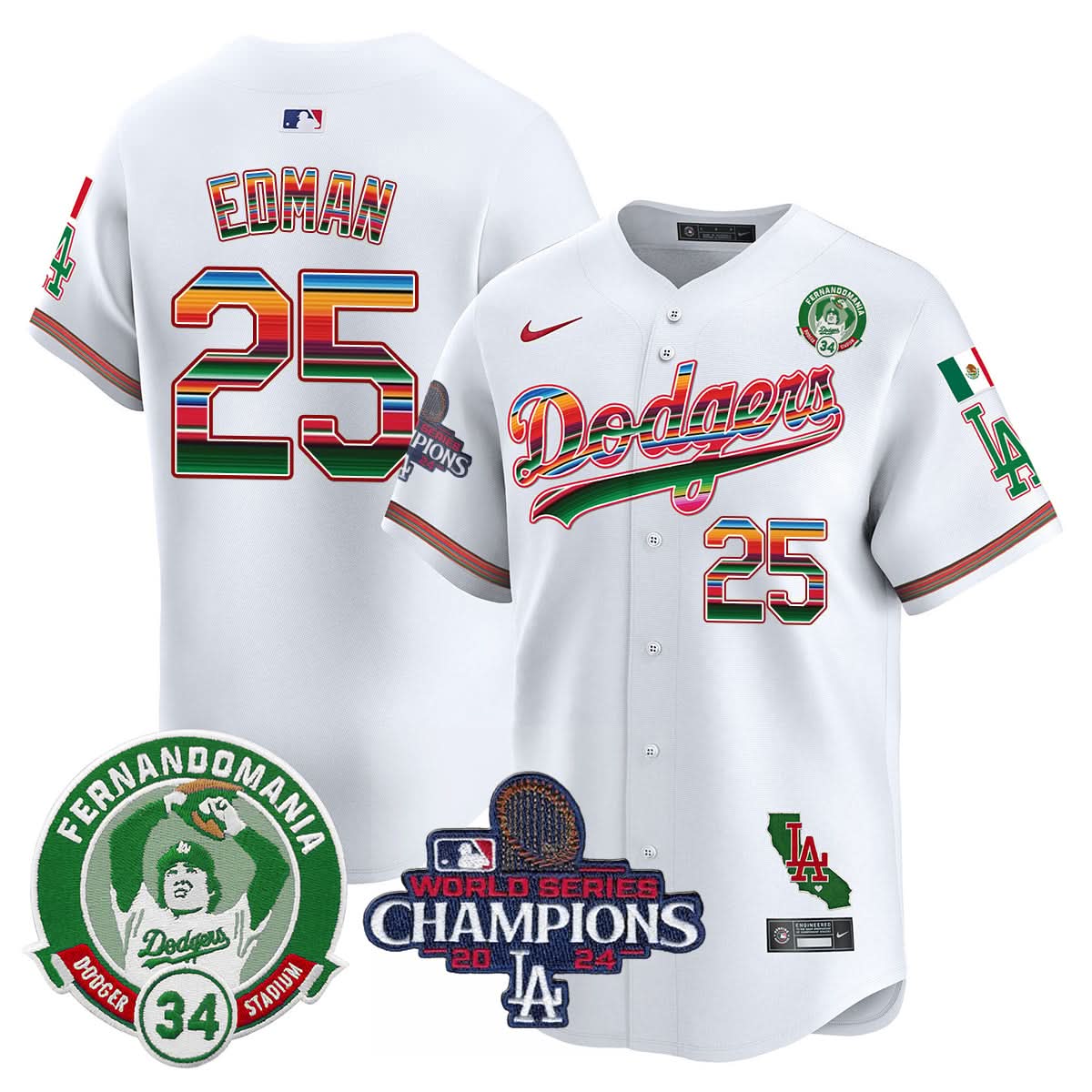 LAD Mexico 2024 World Series Champions Patch Jersey - Stitched
