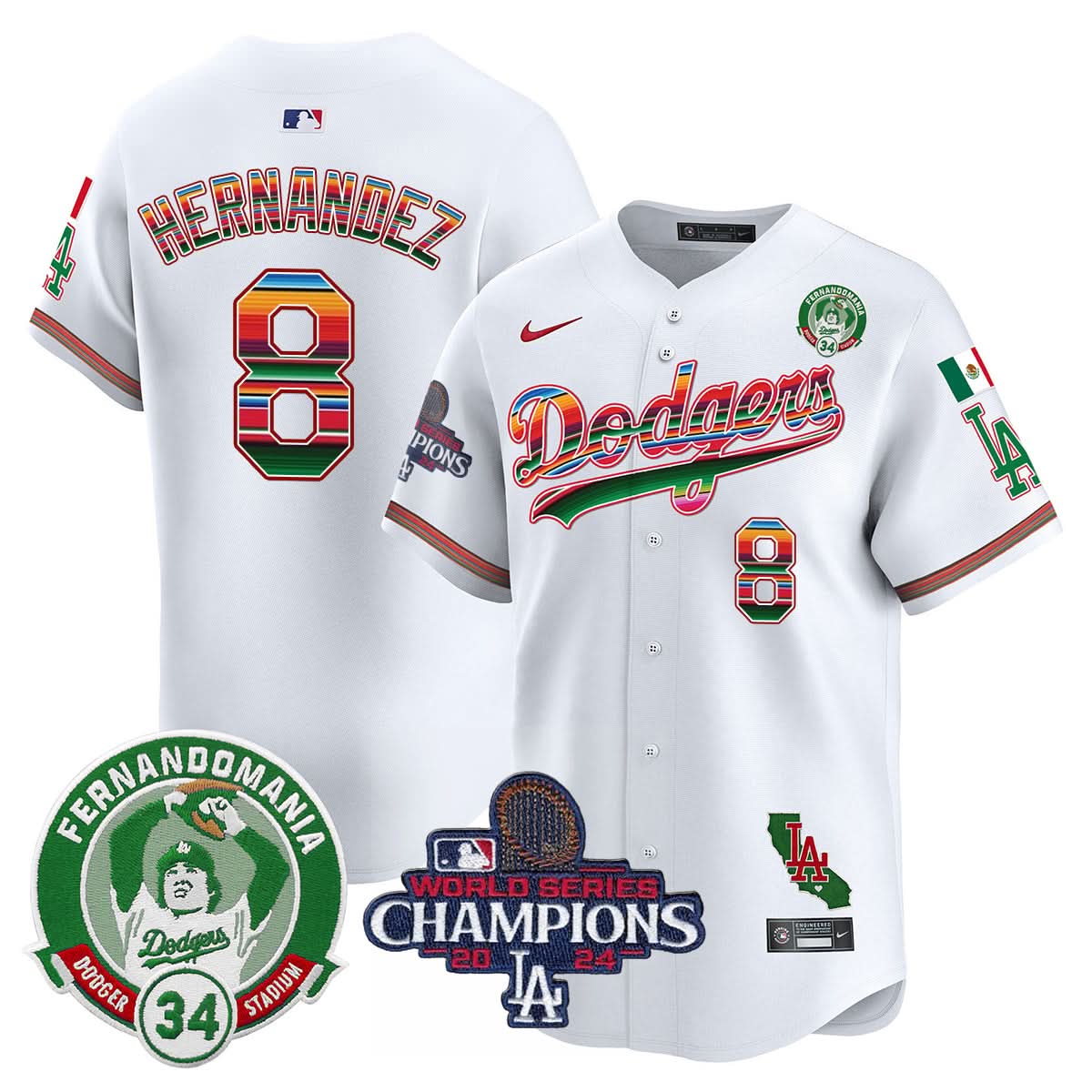 LAD Mexico 2024 World Series Champions Patch Jersey - Stitched