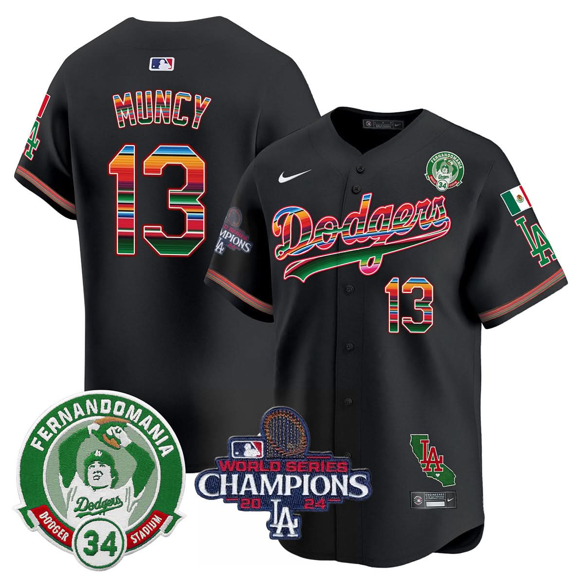 LAD Mexico 2024 World Series Champions Patch Jersey - Stitched