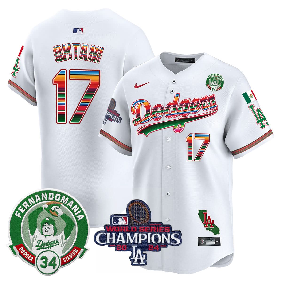 LAD Mexico 2024 World Series Champions Patch Jersey - Stitched