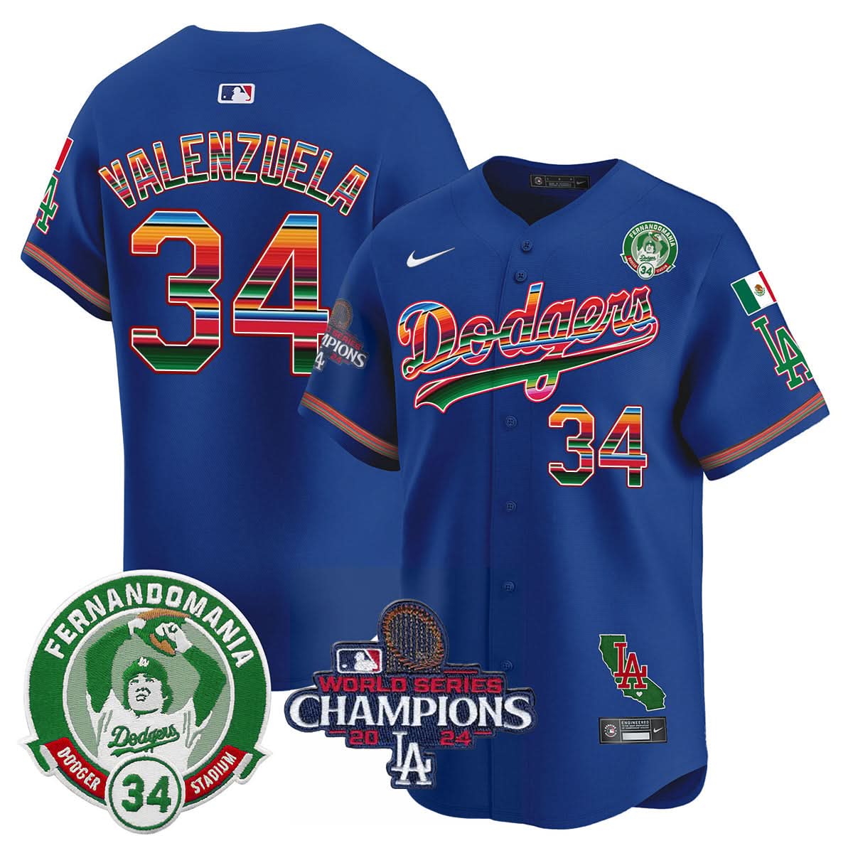 LAD Mexico 2024 World Series Champions Patch Jersey - Stitched