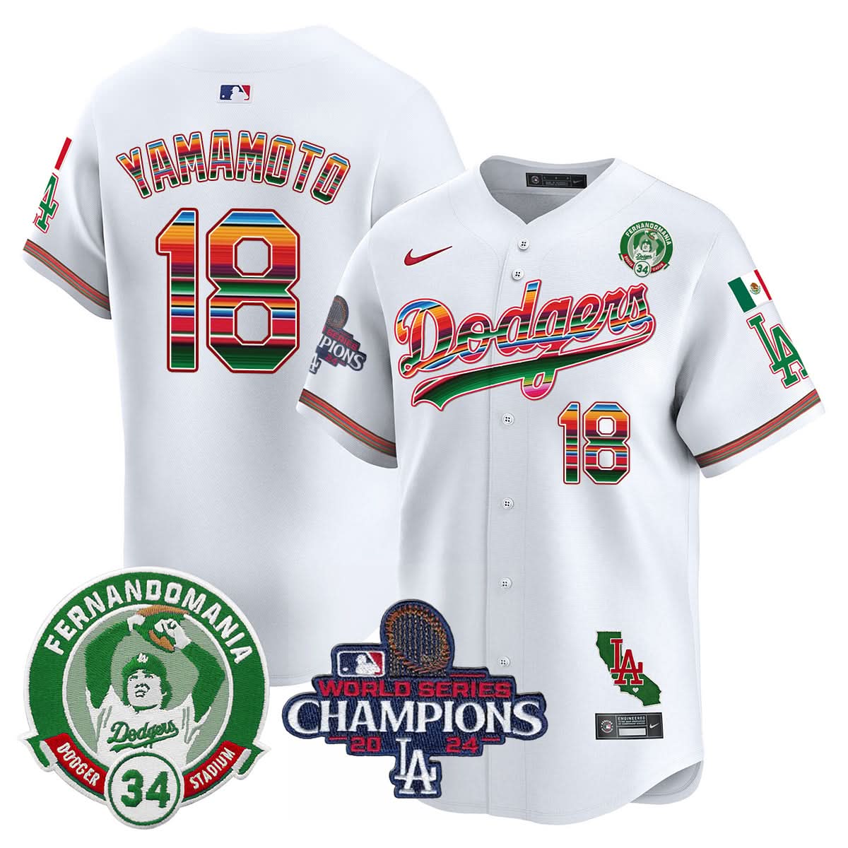 LAD Mexico 2024 World Series Champions Patch Jersey - Stitched