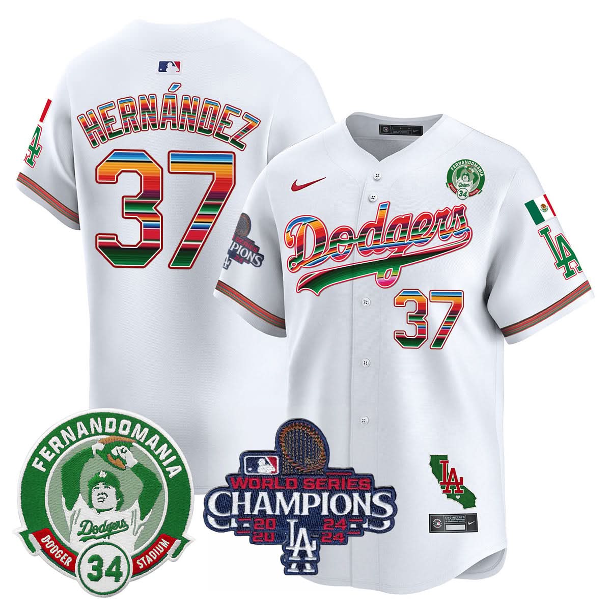 LAD Mexico 2024 World Series Champions Patch Jersey - Stitched
