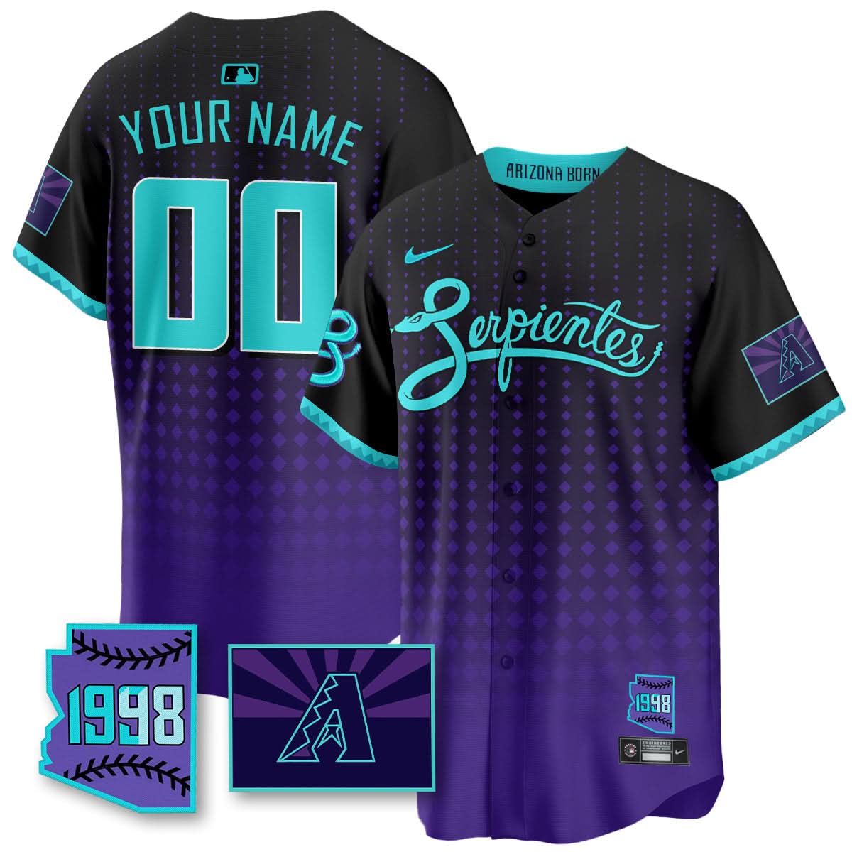 AD Purple for Second “Serpientes” City Connect Custom Jersey - Stitched