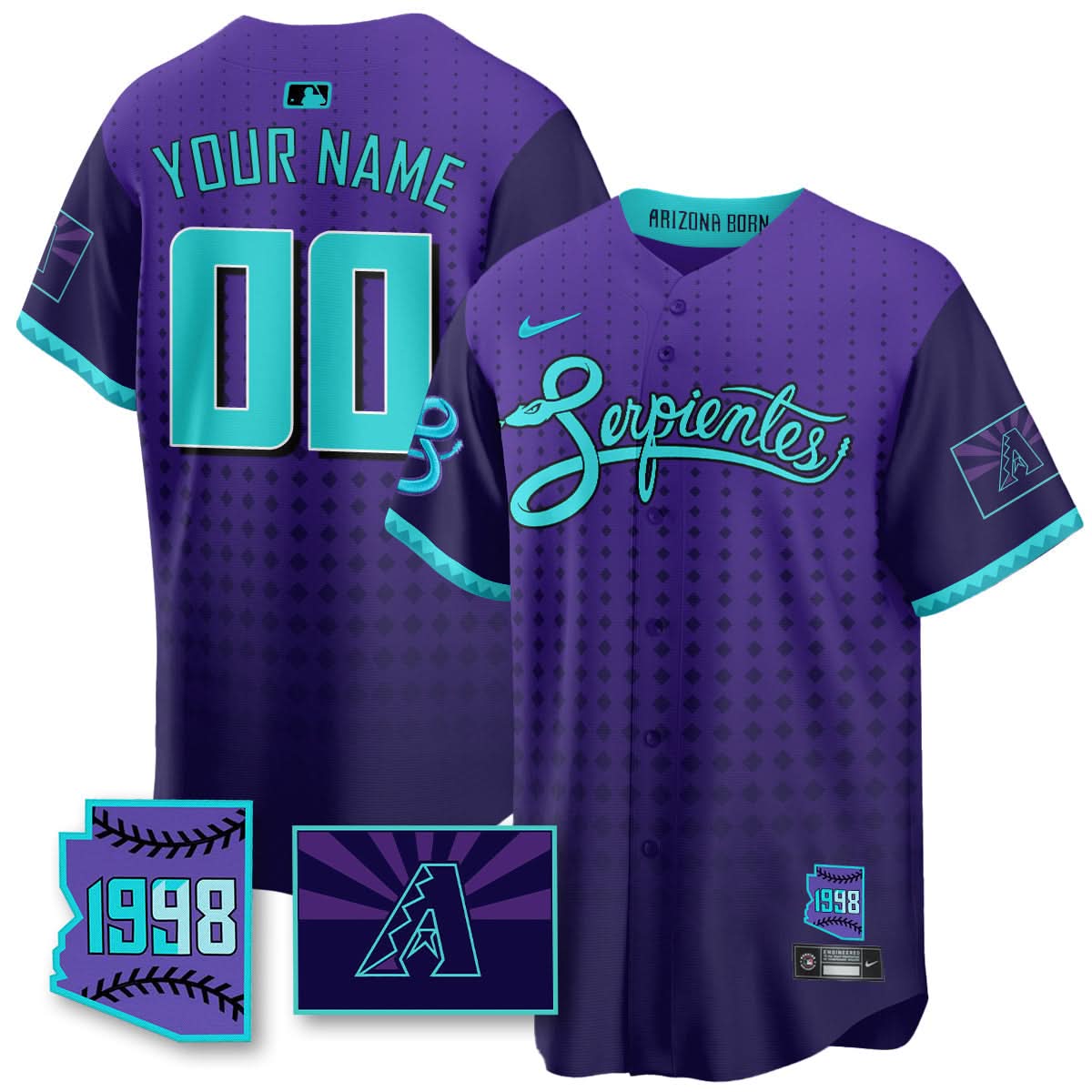 AD Purple for Second “Serpientes” City Connect Custom Jersey - Stitched