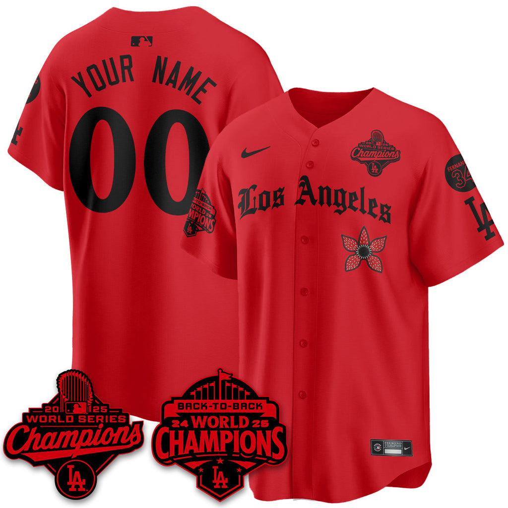 LAD 2025 World Series Champions x Stranger Things Vapor Premier Jersey - Stitched