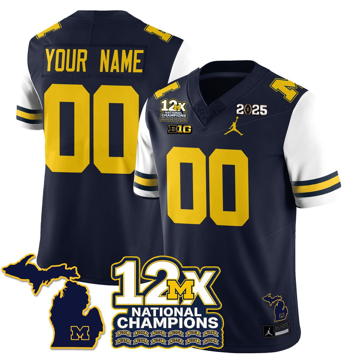 Custom MICH 12x-Time National Champions Vapor Limited Football Jersey