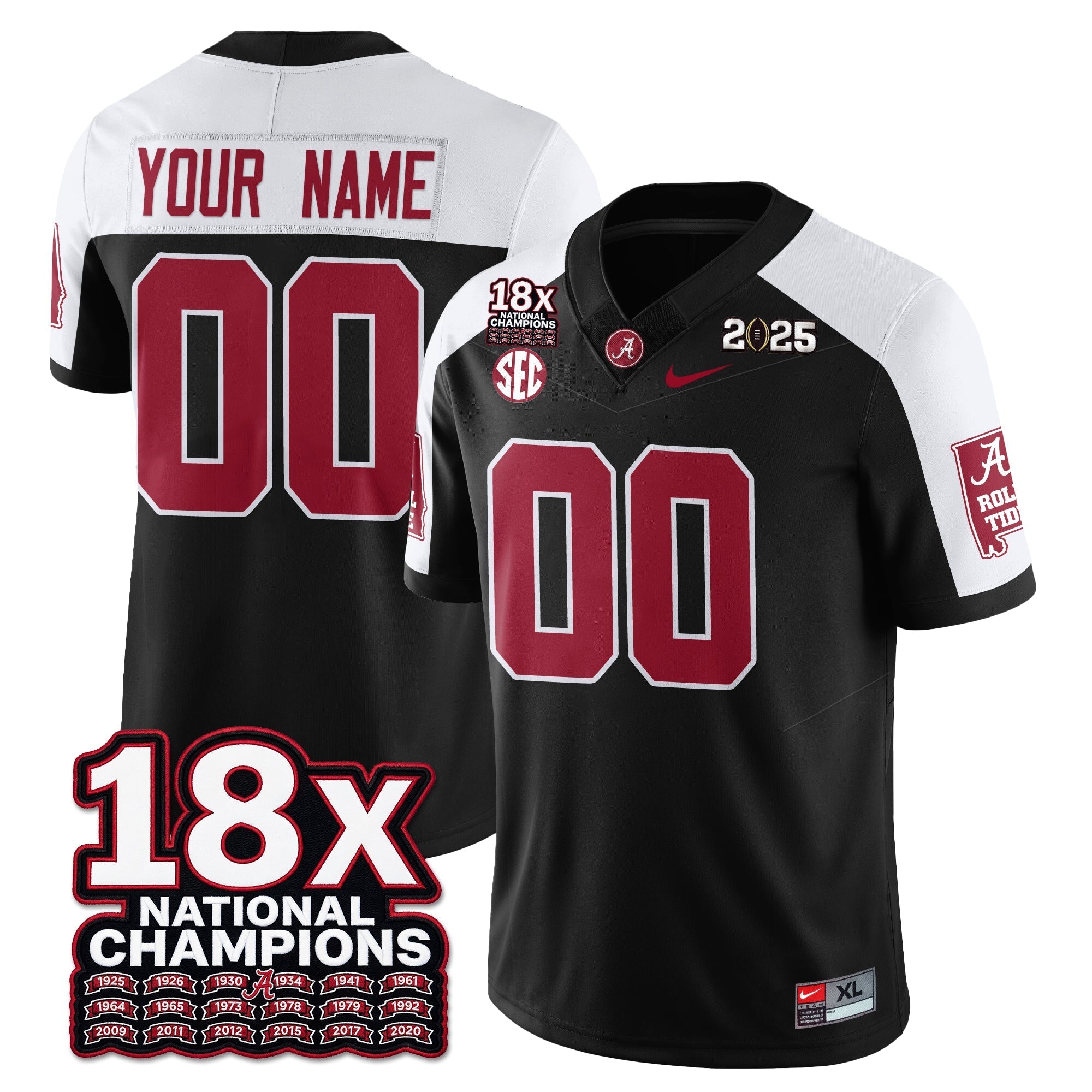 Custom BAMA 18x-Time National Champions Vapor Limited Football Jersey