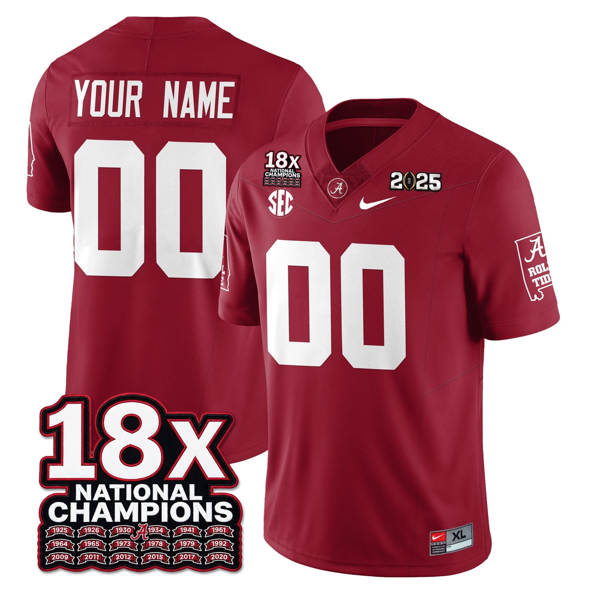 Custom BAMA 18x-Time National Champions Vapor Limited Football Jersey