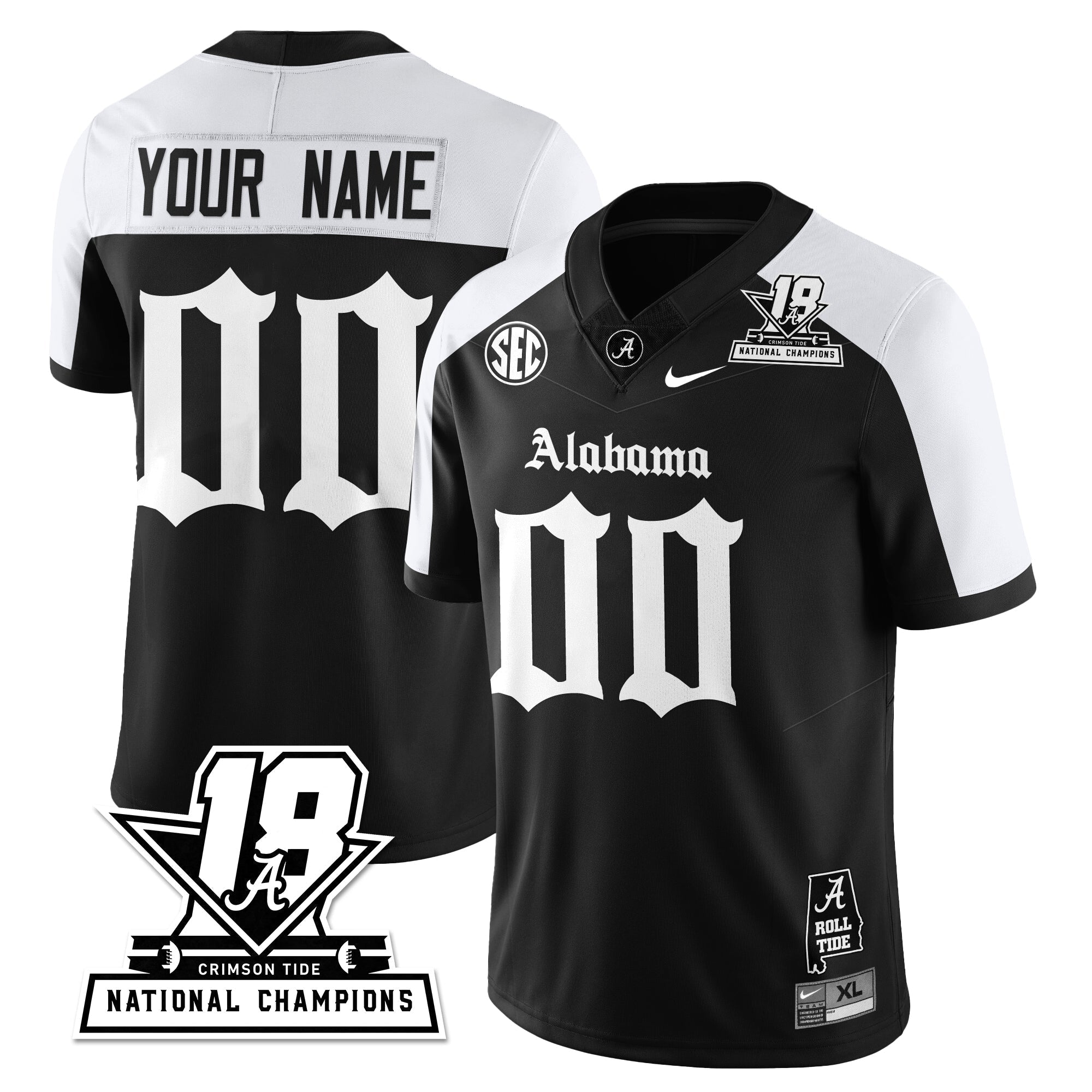 BAMA 18x-Time National Champions Gothic Vapor Limited Custom Jersey