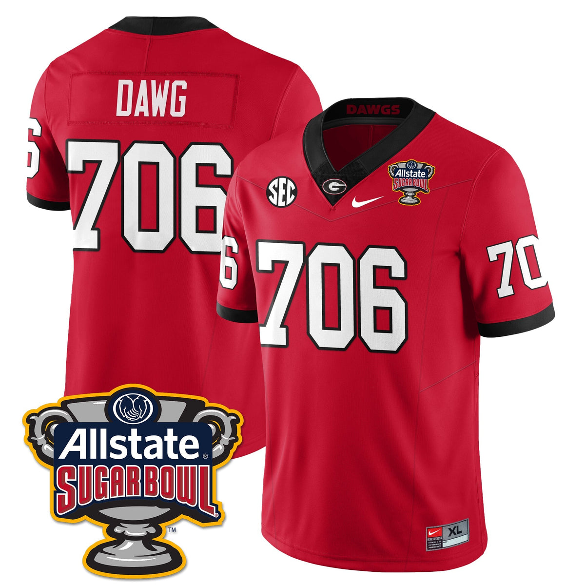 UGA Vapor Limited Football Jersey - Sugar Bowl
