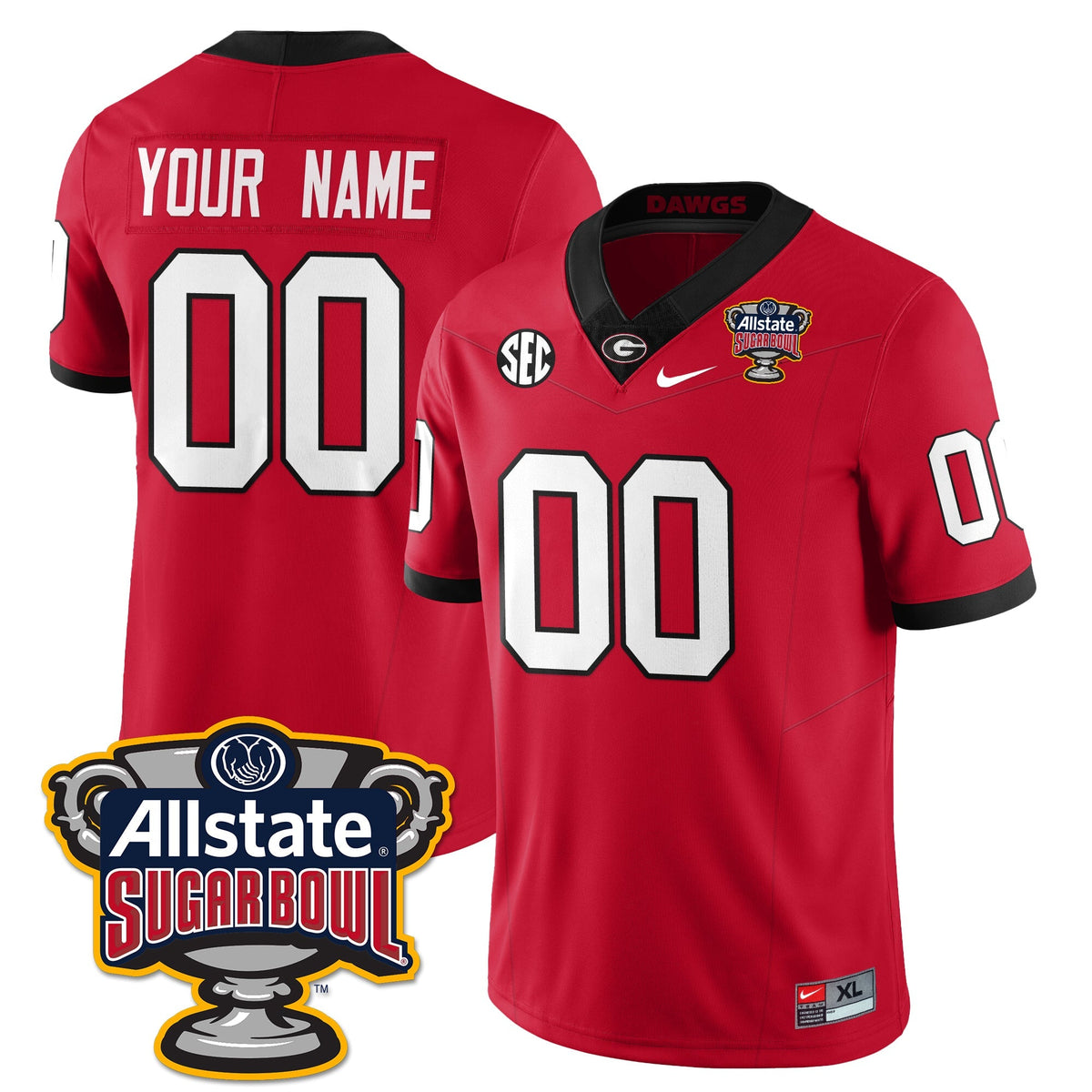 Custom UGA Vapor Limited Football Jersey - Sugar Bowl